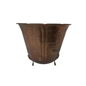 Vintage Brass Fluted Planter With Footed Legs